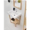 Ceramic washbasin with ash wood base - Trix