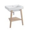 Trix ceramic washbasin with ash wood feet