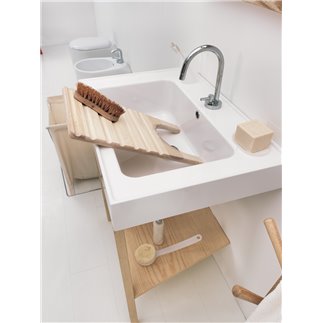 Ceramic Basin with Ashwood Base - Trix | Colavene