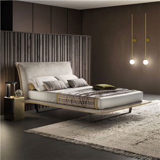 Samoa Honey Bed with Upholstered Headboard | Bside Letti