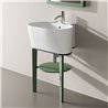 Ceramic washbasin with ash wood feet - Tino