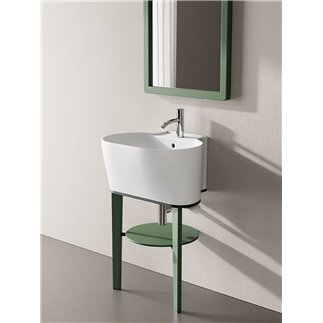 Lavabo in Ceramica con Base in Frassino - Tino