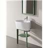 Ceramic washbasin with ash wood feet - Tino