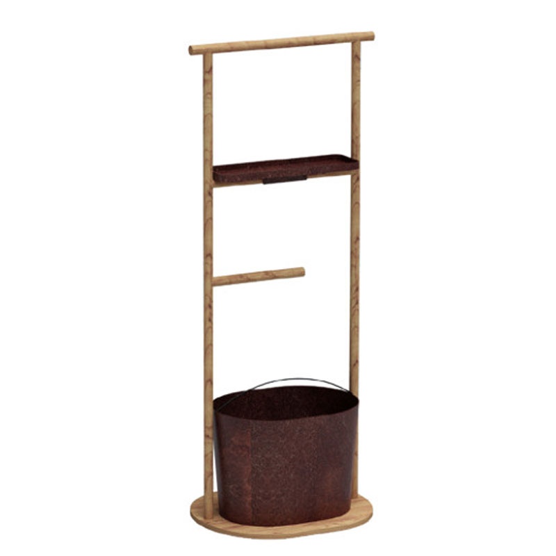 Bathroom rack in ash wood and metal corten - Tino | ISA