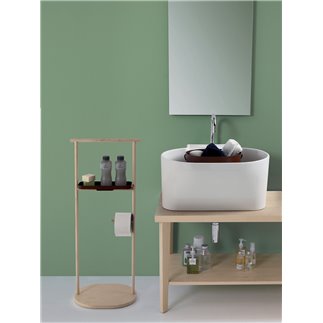 Bathroom rack in ash wood and metal corten - Tino