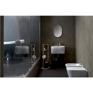 Bathroom rack in ash wood and metal corten - Tino | ISA