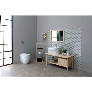 Bathroom rack in ash wood and metal corten - Tino | ISA