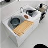 Cabinet double washtub with static or dynamic washing system -