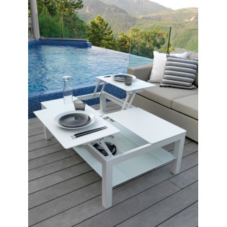 Opening coffee table for outdoor in aluminium and glass - Chic Big