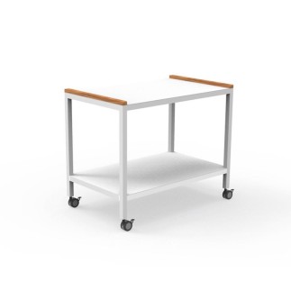 Serving Cart in Aluminium with Teak Details - Cart