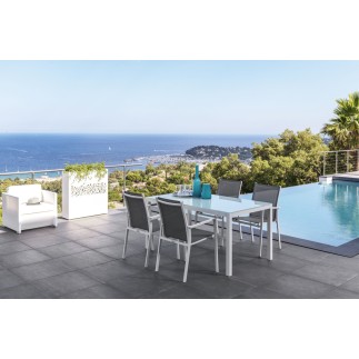 Outdoor dining table with glass top - Maiorca