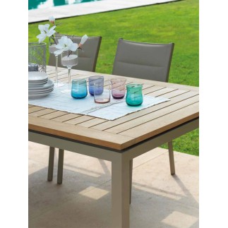 Outdoor extensible dining table with teak top - Timber