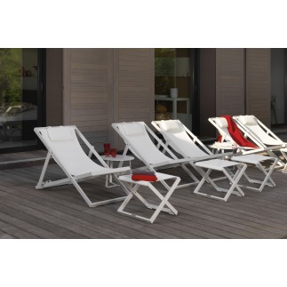 Outdoor folding deck chair in fabric