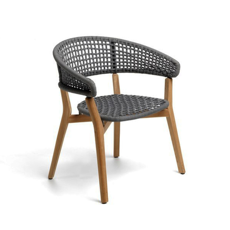 Outdoor stackable chair in teak and rope - Moon - ISA Project