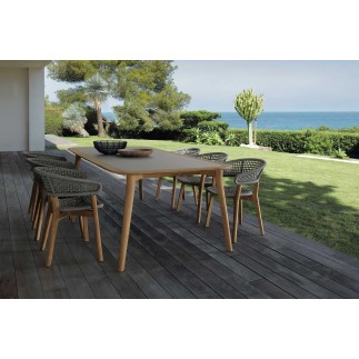 Outdoor stackable chair in teak and rope - Moon - ISA Project