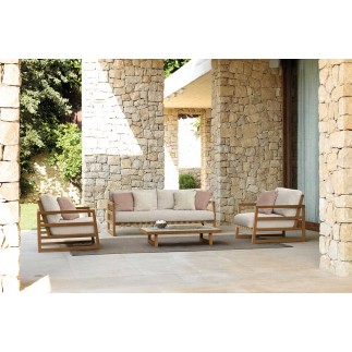 Outdoor Armchair in Wood and Fabric - Alabama Iroko | IsaProject