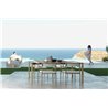 Outdoor dining table in wood and travertine - Casilda