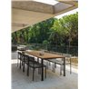 Outdoor dining table in wood and travertine - Casilda