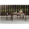 Outdoor square table in wood and travertine - Casilda