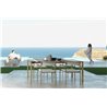 Outdoor square table in wood and travertine - Casilda