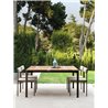 Outdoor square table in wood and travertine - Casilda