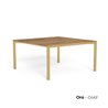 Outdoor square table in wood and travertine - Casilda