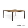 Outdoor square table in wood and travertine - Casilda