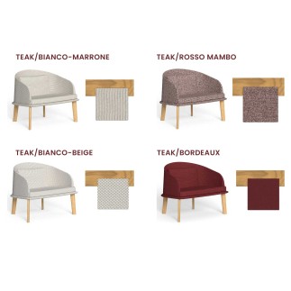 Sedia Lounge da Esterno in Legno e Tessuto - Cleo Teak | IsaProject