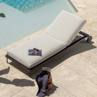 Stackable Sun Lounger in Wood and Fabric - Cleo Teak | IsaProject