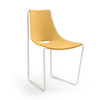 Sedia rivestita in cuoio - Apelle S | Midj
