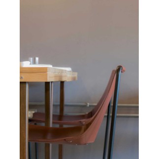Sedia rivestita in cuoio - Apelle S | Midj