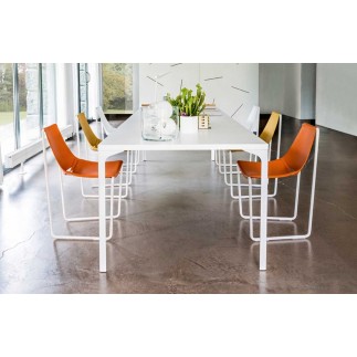 Sedia rivestita in cuoio - Apelle S | Midj