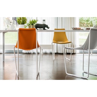 Sedia rivestita in cuoio - Apelle S | Midj
