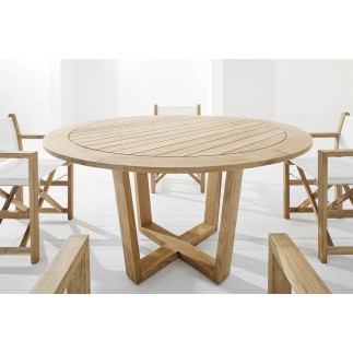 Outdoor round dining table in wood - Desert  | ISAProject