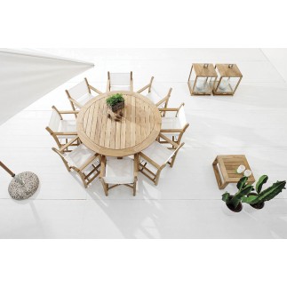 Outdoor round dining table in wood - Desert  | ISAProject