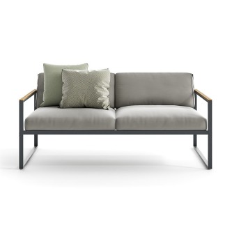 Outdoor sofa in aluminium and teak - Qubik | ISA Project