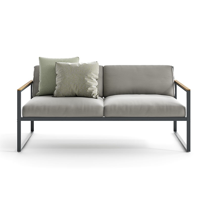 Outdoor sofa in aluminium and teak - Qubik | Atmosphera