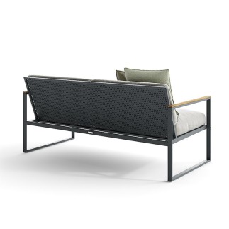 Outdoor sofa in aluminium and teak - Qubik | Atmosphera