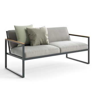 Outdoor sofa in aluminium and teak - Qubik | Atmosphera