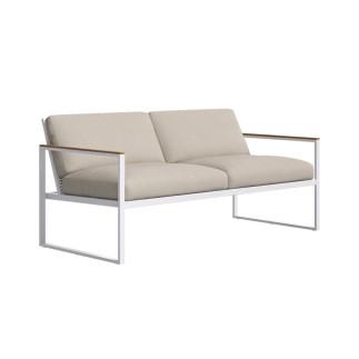 Outdoor sofa in aluminium and teak - Qubik | Atmosphera