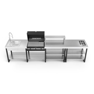 Outdoor kitchen with BBQ and induction hob - Wild | ISA