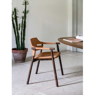 Sedia in Cuoio con Gambe in Legno - Suite | Midj
