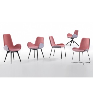 Upholstered chair with steel legs - Dalia