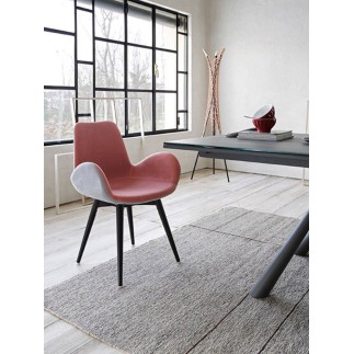 Upholstered chair with wooden armrests and legs - Dalia