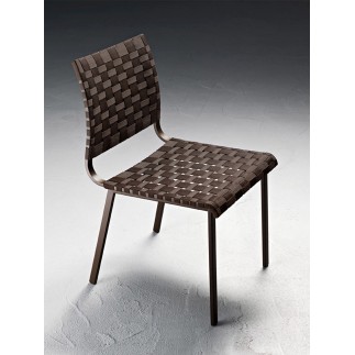 Hamptons graphic steel chair with woven - ROB-9723