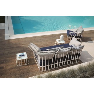 Hamptons graphic outdoor coffee table with glass top 3 measures - ROB-9735/9736/9739