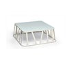 Hamptons graphic outdoor coffee table with glass top 3 measures