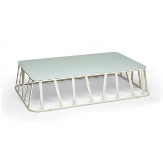 Hamptons graphic outdoor coffee table with glass top 3 measures - ROB-9735/9736/9739