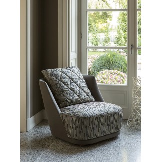 Armchair with high Backrest in fabric or leather - Grace | IsaProject