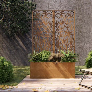 Modular planter with sunblind in steel - Scherma